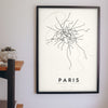 Paris Metro Map Print - Paris metro lines map print on the living room wall