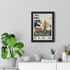 Paris Mid Century Travel print framed on a living room wall