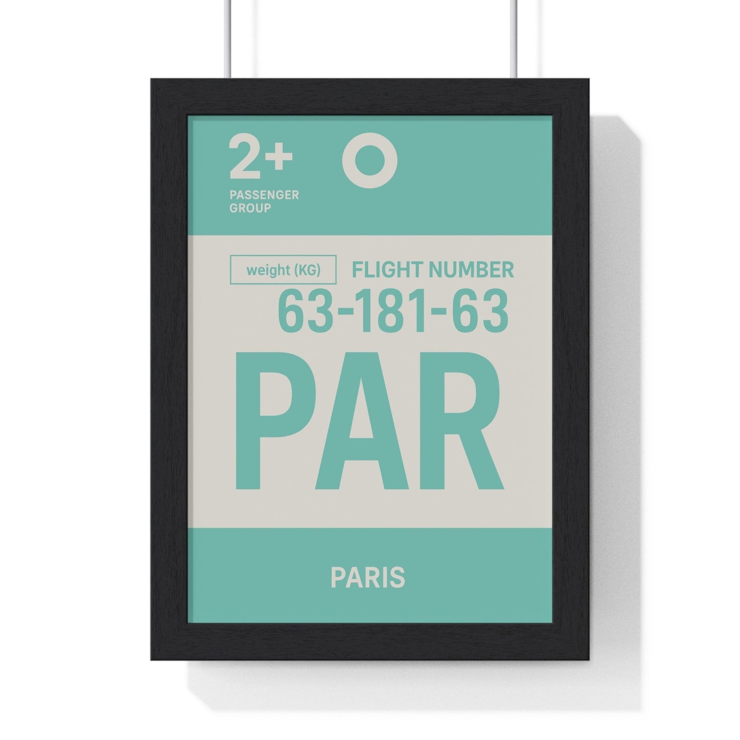Framed Paris PAR boarding pass travel poster