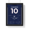 PSG Champions League Final 2026 Poster - Ousmane Dembélé 10 Shirt Print framed in a black frame, ready to hang