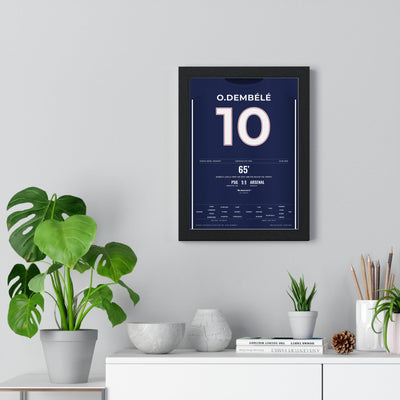 PSG Champions League Final 2026 Poster - Ousmane Dembélé 10 Shirt Print framed on a living room wall