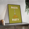 Framed Pasta Party Kitchen Print - Spaghetti Food print