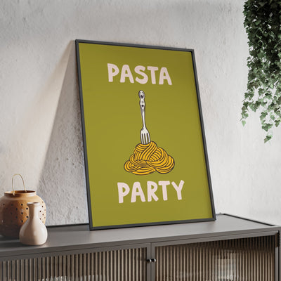 Framed Pasta Party Kitchen Print - Spaghetti Food print