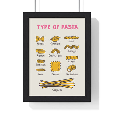Framed Pasta Types - Italian Food Chart Kitchen print