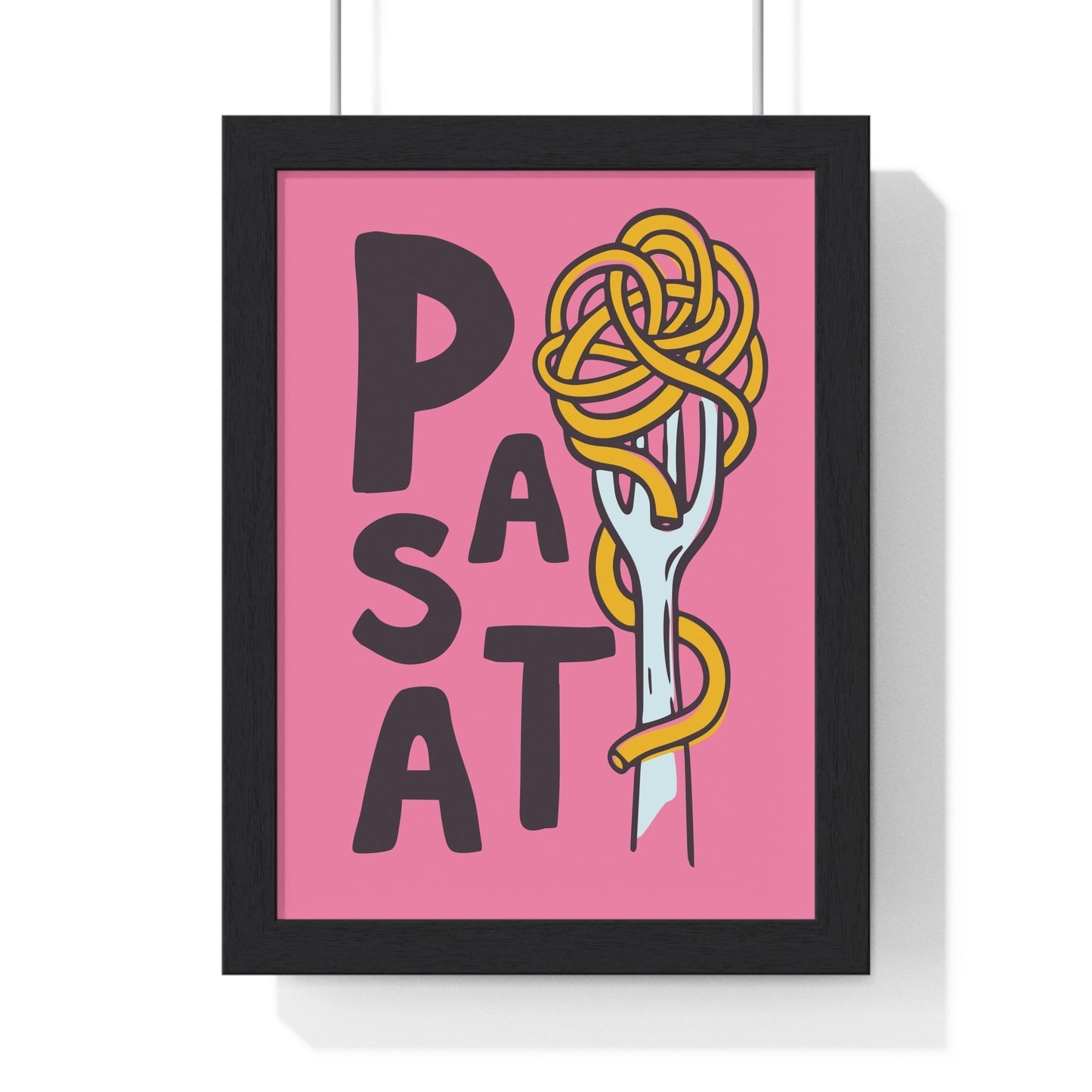 Framed Pasta Typography Kitchen Print - Spaghetti Fork print