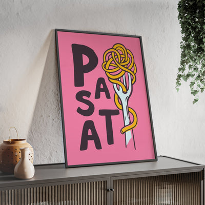 Framed Pasta Typography Kitchen Print - Spaghetti Fork print