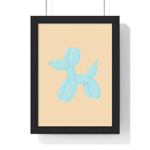 Framed pastel blue balloon dog poster bathroom wall art print