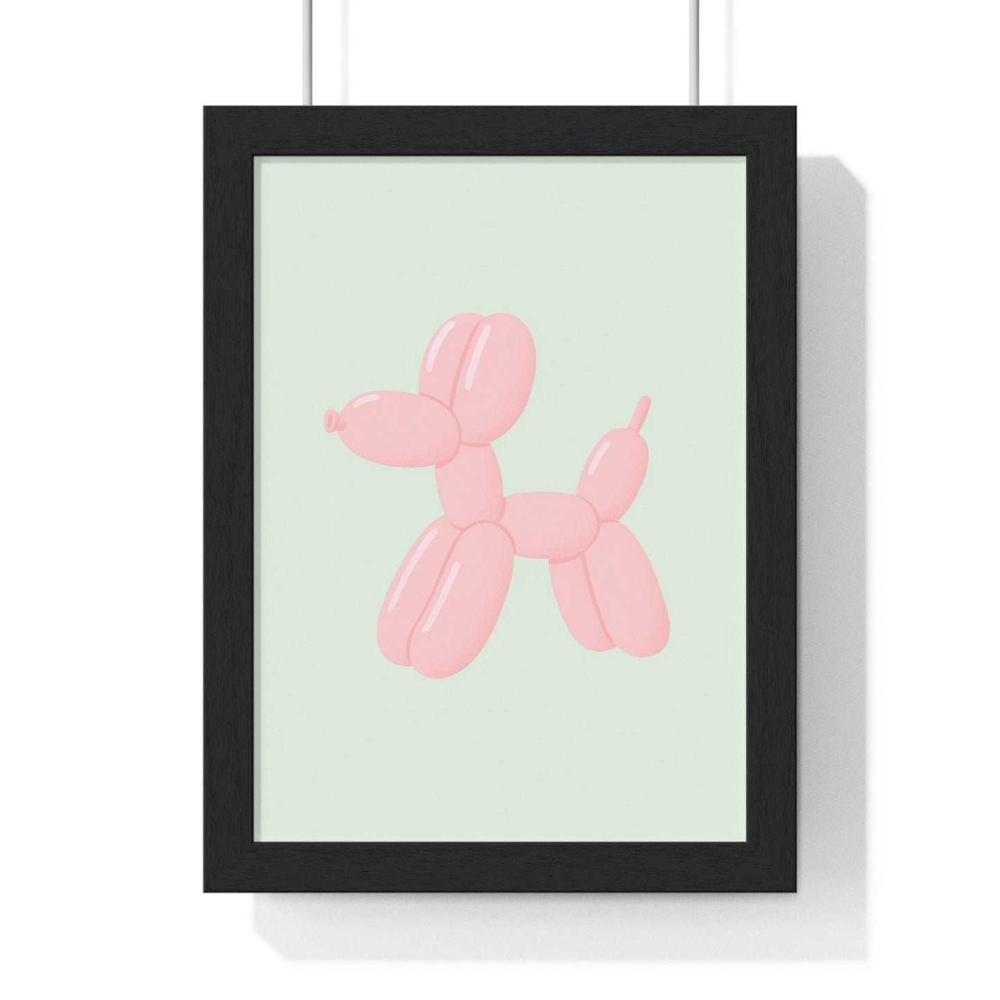 Framed Pastel Pink Balloon Dog Cute Bathroom print