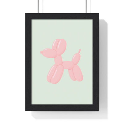 Framed Pastel Pink Balloon Dog Cute Bathroom print