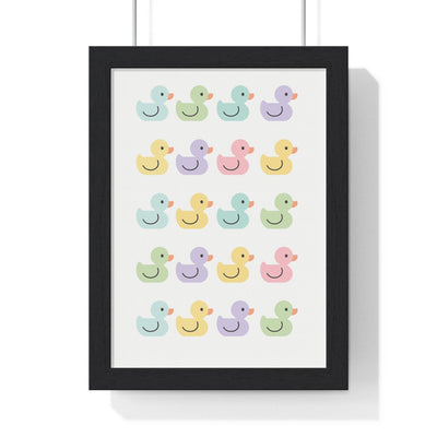 Framed Pastel Rubber Duck Cute Bathroom Print print