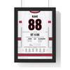 Patrick Kane 2010 Cup Final Overtime Winner Poster - Chicago Blackhawks 88 Hockey Jersey Print framed in a black frame, ready to hang