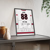 Patrick Kane 2010 Cup Final Overtime Winner Poster - Chicago Blackhawks 88 Hockey Jersey Print framed and leaning on a sideboard