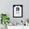 New England Patriots Super Bowl LI Poster - James White 28 Overtime Comeback Jersey Print framed on a living room wall