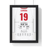 Paul Henderson 1972 Summit Series Game 8 Winner Poster - Canada 19 Hockey Jersey Print framed in a black frame, ready to hang