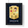 Personalised Football Player Card Print - framed gold card with a photo of a young player