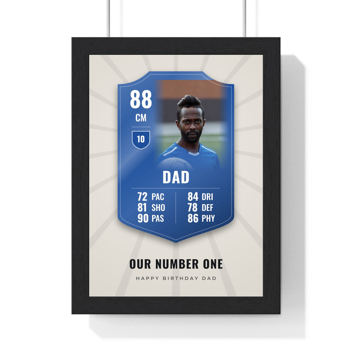 Personalised Football Player Card Print - framed Our Number One card for Dad