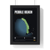 Pebble Beach 18th Hole print framed in a black frame, ready to hang