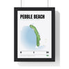 Pebble Beach 18th Hole White print framed in a black frame, ready to hang