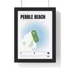 Pebble Beach 7th Hole White print framed in a black frame, ready to hang