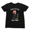 Black t-shirt with Peep Show Super Hans Father Spliffmas Christmas Sweater close-up