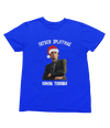 Blue t-shirt with Peep Show Super Hans Father Spliffmas Christmas Sweater