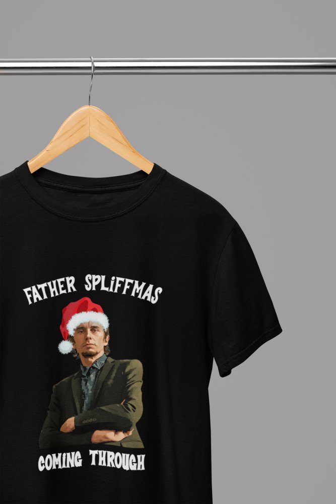 Peep Show Super Hans Father Spliffmas T-Shirt/Sweatshirt Unisex - Funny Holiday TV Show Shirt - Poster Kingz - S - Black - T-Shirt