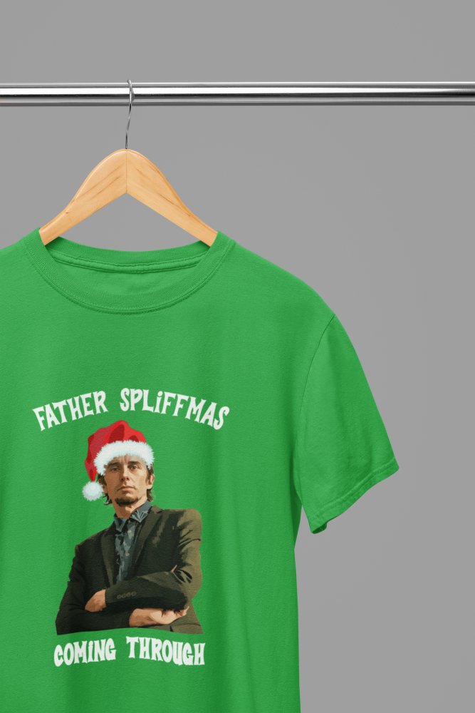 Peep Show Super Hans Father Spliffmas T-Shirt/Sweatshirt Unisex - Funny Holiday TV Show Shirt - Poster Kingz - S - Green - T-Shirt