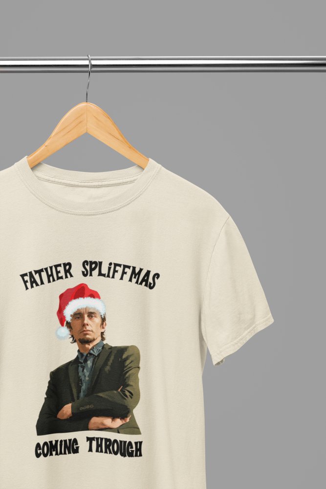 Peep Show Super Hans Father Spliffmas T-Shirt/Sweatshirt Unisex - Funny Holiday TV Show Shirt - Poster Kingz - S - Sand - T-Shirt