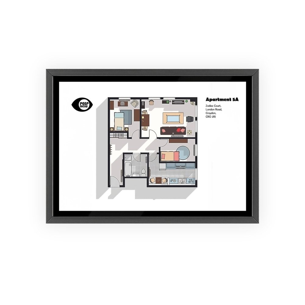 Peep Show UK TV Show Apartment Floor Plan - Poster Kingz