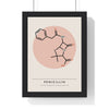 Penicillin Molecule print framed in a black frame, ready to hang