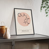 Penicillin Molecule print framed and leaning on a sideboard
