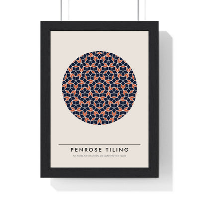 Penrose Tiling print framed in a black frame, ready to hang