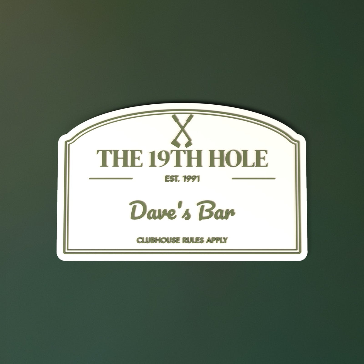 Personalised 19th Hole Sign - another colour choice