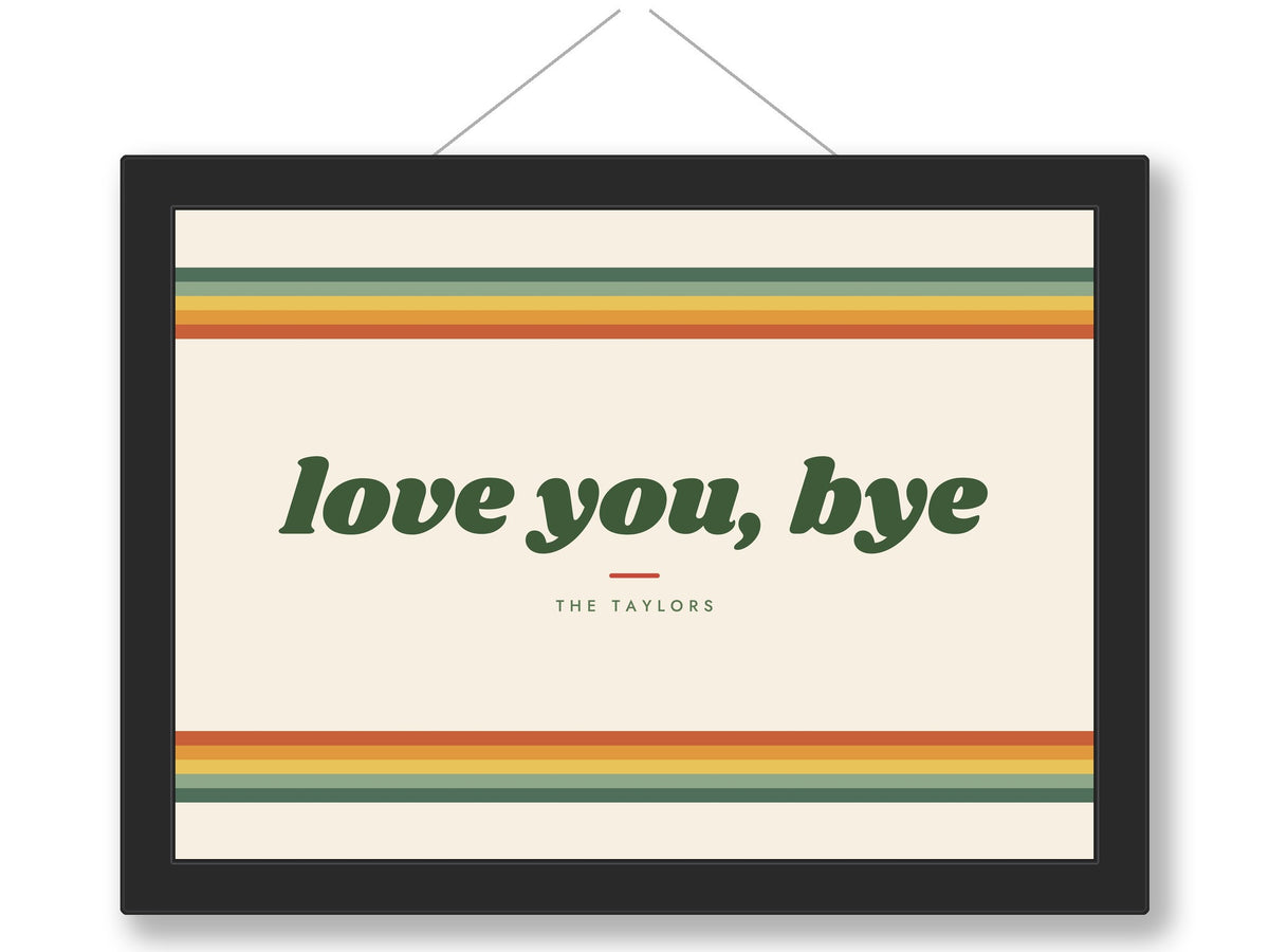 Personalised Above Door Print - framed sage retro stripe above door print