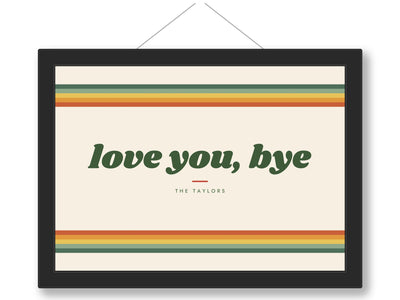 Personalised Above Door Print - framed sage retro stripe above door print