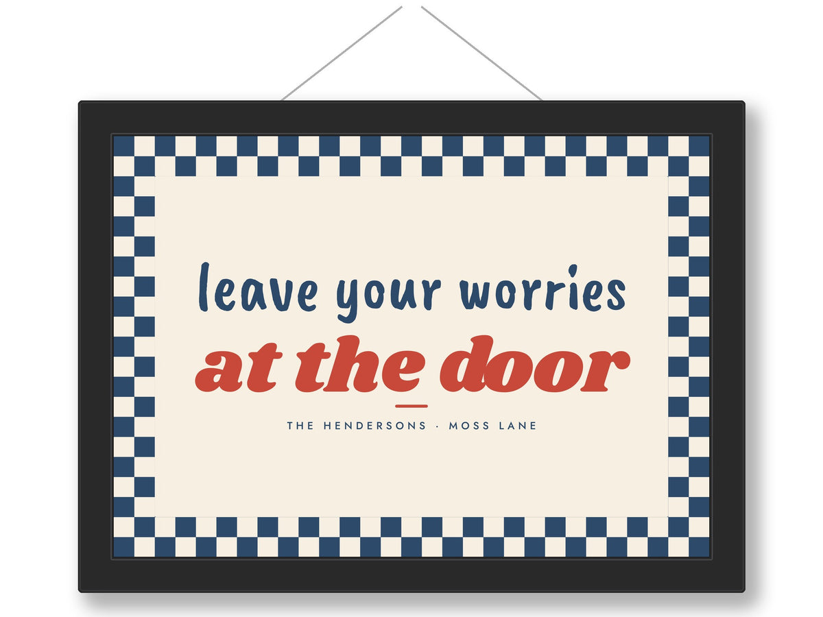 Personalised Above Door Print - framed navy version