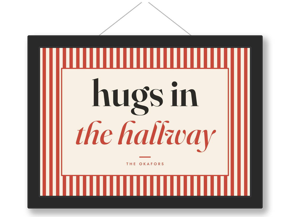 Personalised Above Door Print - framed tomato ticking stripe version