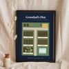 Personalised Allotment Print - navy version for Grandad's plot in Stockport