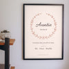 Personalised Auntie Print - on the living room wall
