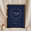 Personalised Auntie Print - navy and peach Aunty Bethan version
