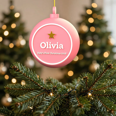 Personalised Baby's First Christmas Bauble - personalised baby's first christmas bauble on the Christmas tree
