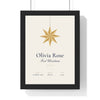 Personalised Baby's First Christmas Print - framed cream baby's first Christmas print with paper star