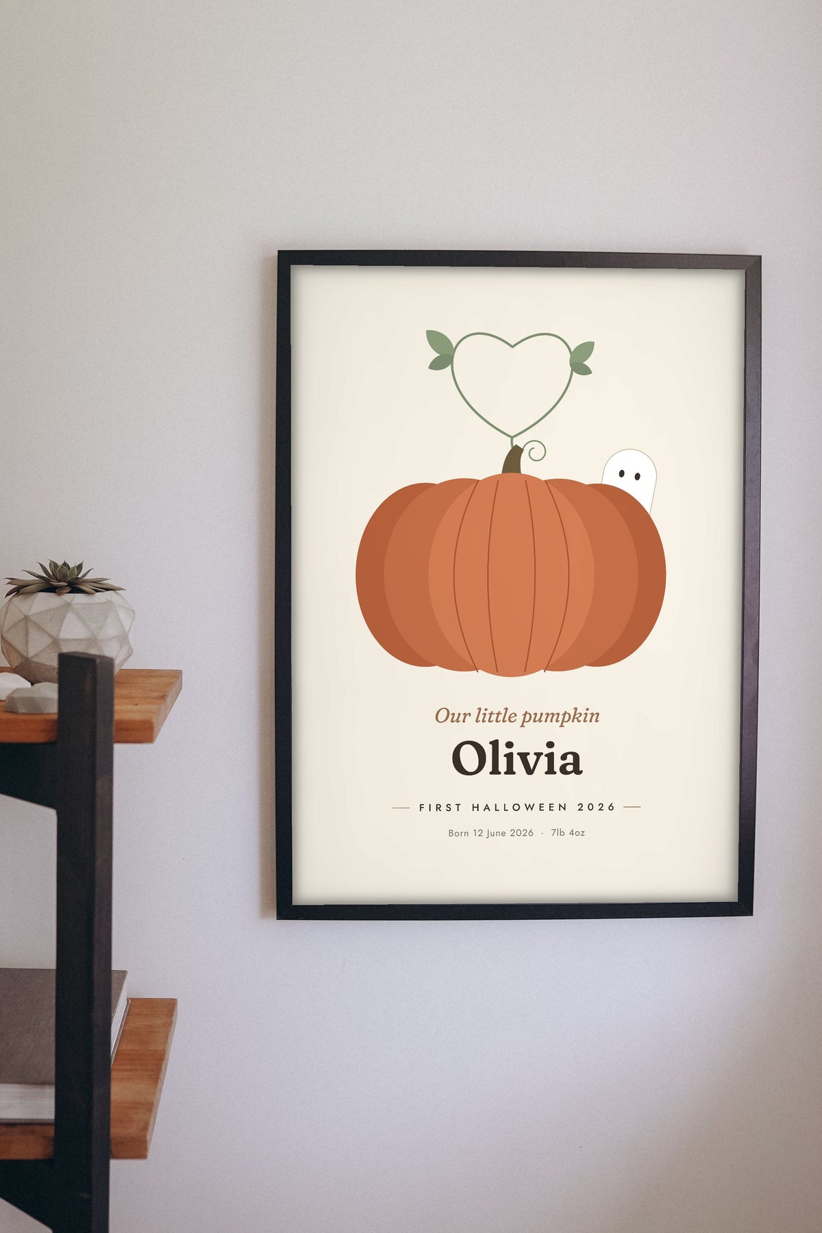 Personalised Baby's First Halloween Print - first Halloween print on a nursery wall