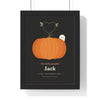 Personalised Baby's First Halloween Print - charcoal colourway with an orange pumpkin
