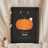 Personalised Baby's First Halloween Print - charcoal first Halloween print leaning in a frame