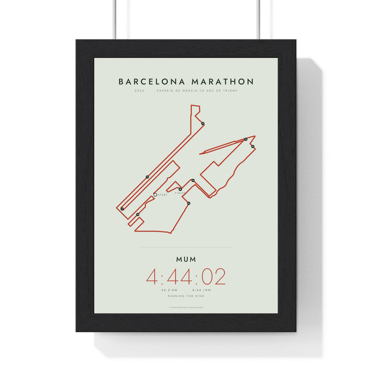 Personalised Barcelona Marathon Print - framed minimal Barcelona Marathon route print