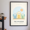 Personalised Beach Hut Print - on the living room wall