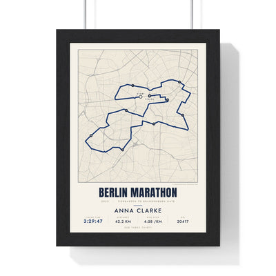 Personalised Berlin Marathon Print - framed street map Berlin Marathon route print with name and finish time