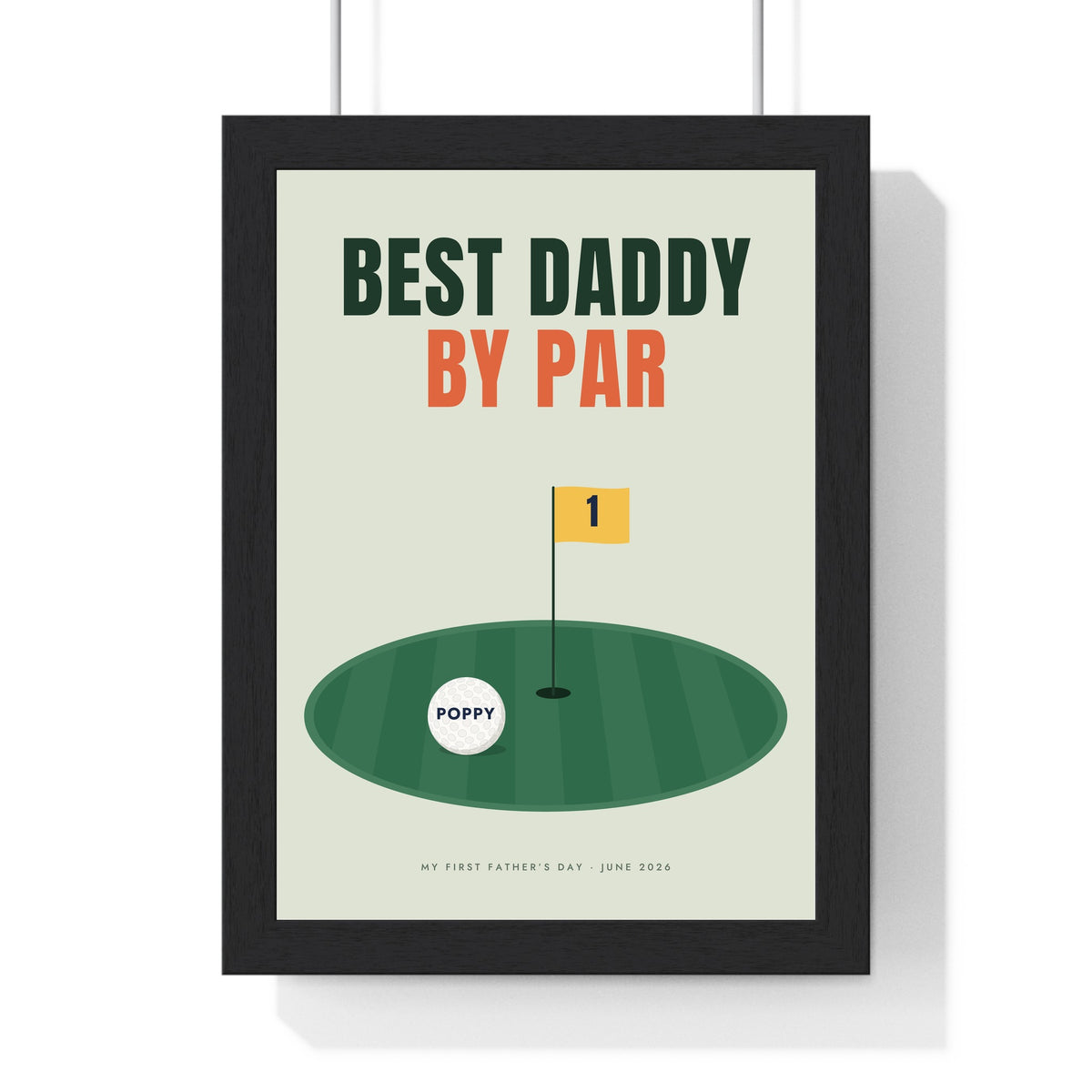Personalised Best Dad By Par Golf Print - framed sage Best Daddy By Par print for a first Father's Day