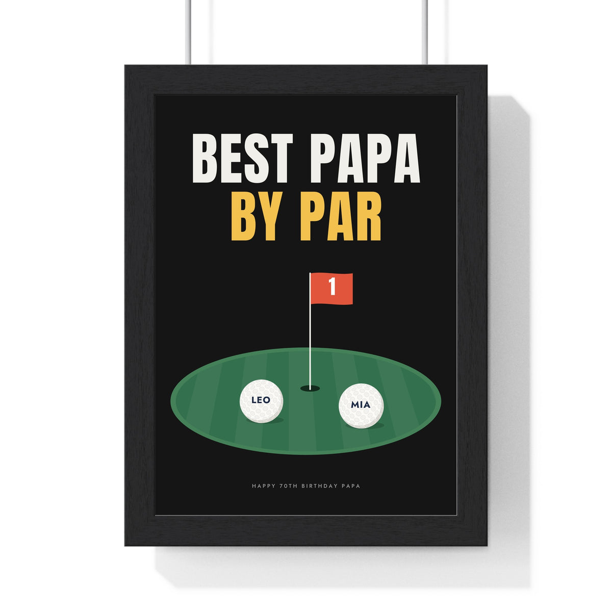 Personalised Best Dad By Par Golf Print - framed black Best Papa By Par print